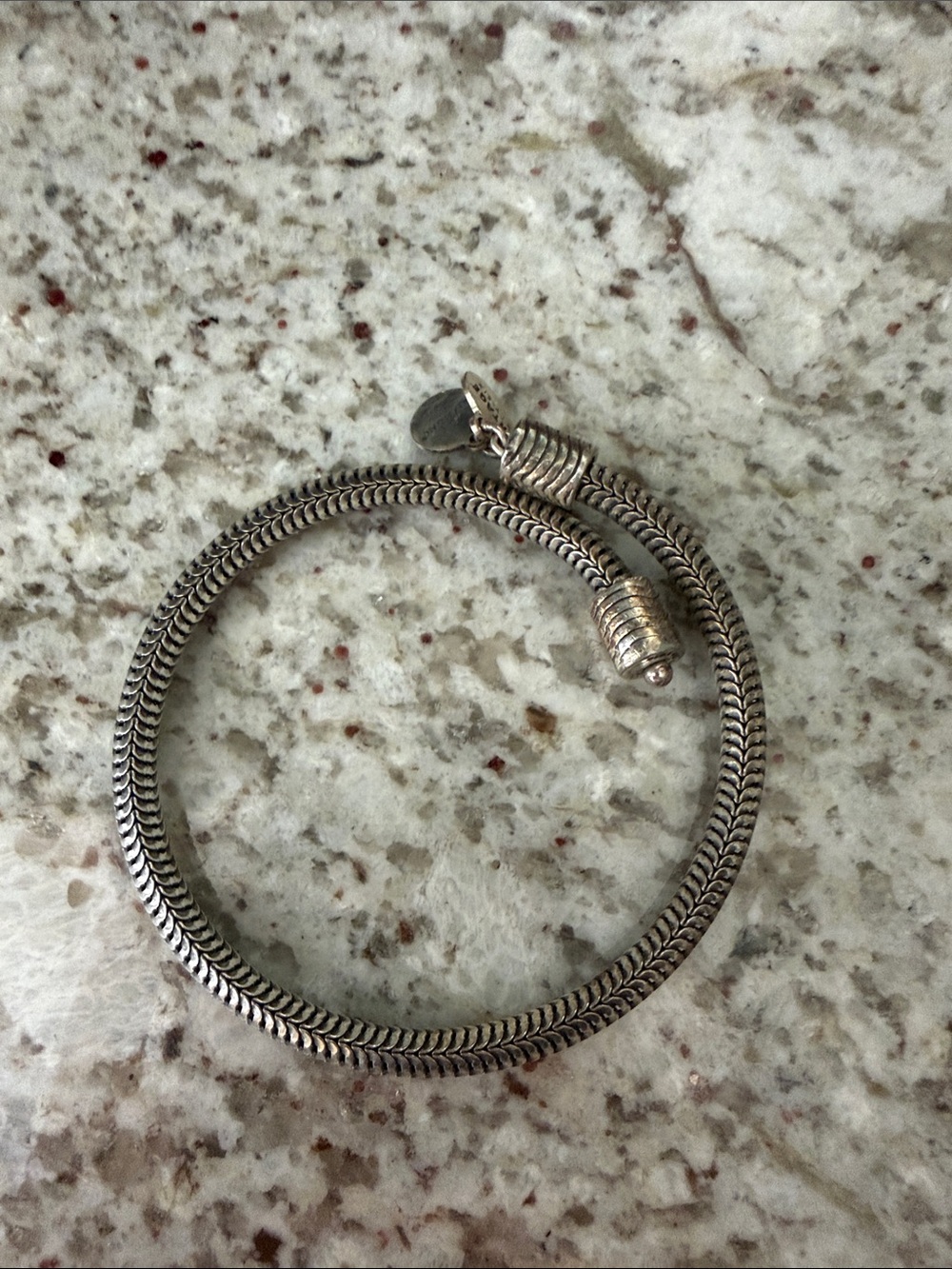 Alex & Ani Vintage Silver Herringbone Coil Bracelet fair condition